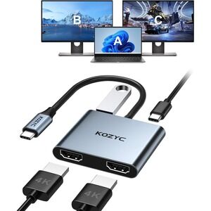 KOZYO 4-in-1 USB C Hub 100W PD Dual HDMI 4K USB 3.0 Adapter‎ for Laptop